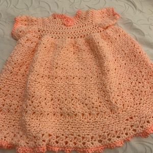 Handmade crochet baby dress fits appt 6-12 Mos